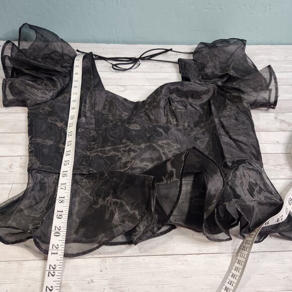 Francesca's Riannon Black Ruffle Corset Blouse Size Large NWT - Picture 7 of 8